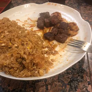 Filet mignon and shrimp hibachi