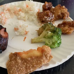 Teriyaki sticks,sesame chicken and cream cheese wontons