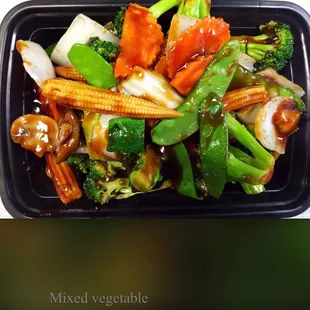 mixed vegetables in a black container