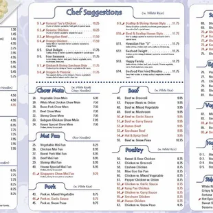 the menu for lucky kitchen