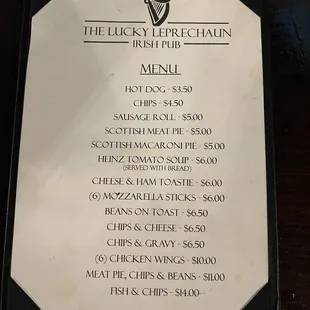 Food menu