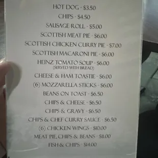 menu