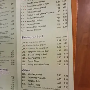 Menu as of 12/6/2021