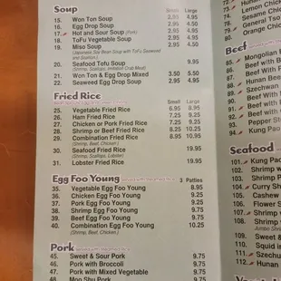 Menu as of 12/6/2021