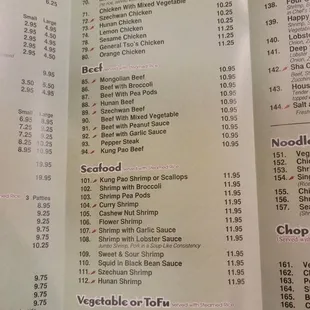 Menu as of 12/6/2021