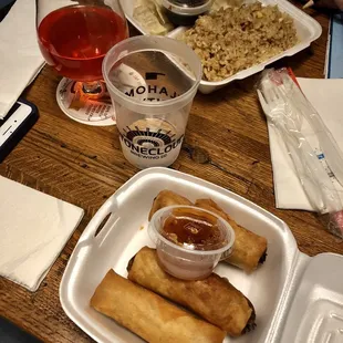 Spring rolls. Tasty and I would order them again! October 2018.