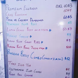menu board, Nov 2019