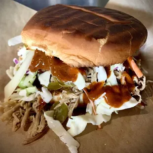 Small pulled pork sandwich