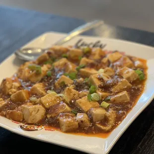 a plate of food with a fork