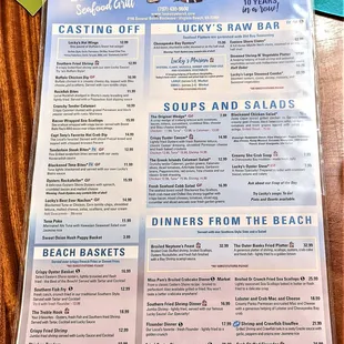 This is the front page of their menu.  Photo taken June 30, 2022.