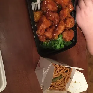 Orange chicken with a side of Lo mein