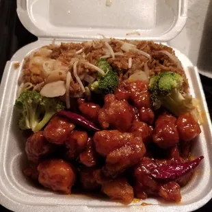 General tos chicken combo with shrimp fried rice!