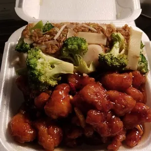 Orange chicken with vegetable fried rice!