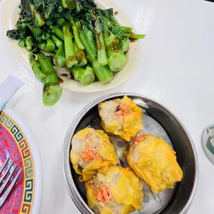 Shumai and Chinese broccoli