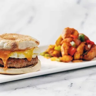 a sausage and egg sandwich
