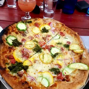 Blood orange sangria and summer squash pizza, perfect!