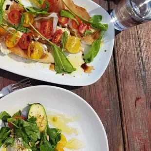 Roasted zuch., bruschetta with home made ricoota...house grown herbs etc...