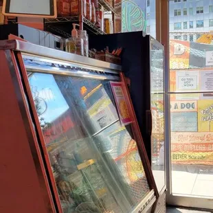 a refrigerator in a store