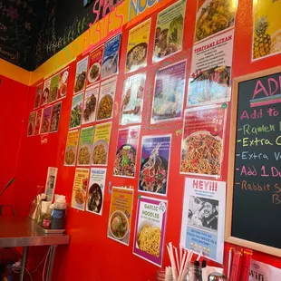 menus on the wall