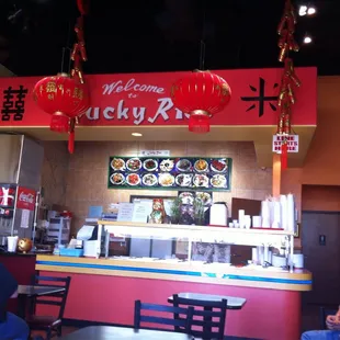 View of front counter Lucky Rice Restaurant