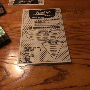 the menu for the restaurant