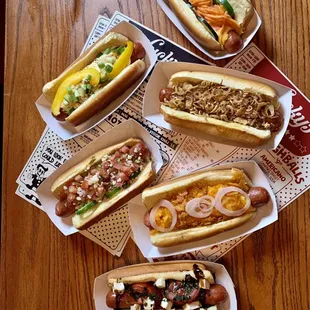 Assorted hotdogs