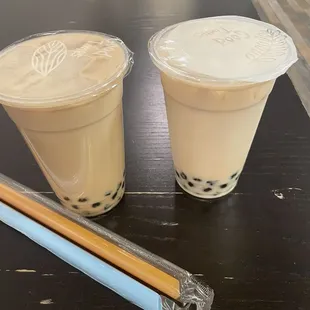 Small lavender milk tea and almond milk tea