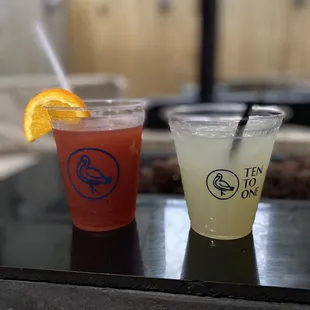 two drinks on a table