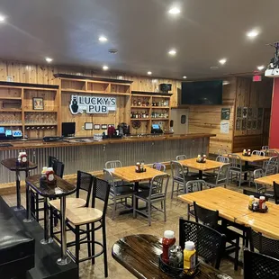 tables and chairs in a restaurant