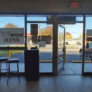 the entrance to the restaurant