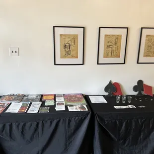 a black table with a black table cloth