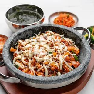 Seafood bibimbap with cheese