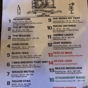 Beer menu!