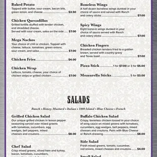 Gambler's Refuge Cafe Menu