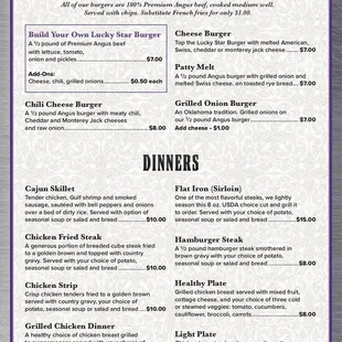 Gambler's Refuge Cafe Menu