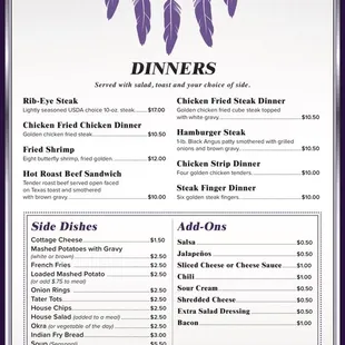 Warrior Cafe Menu at Lucky Star Casino in Hammon