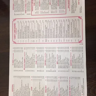 Updated Menu
