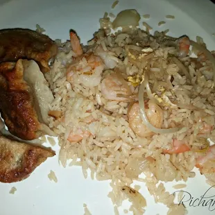 Fried dumplings &amp; shrimp fried rice