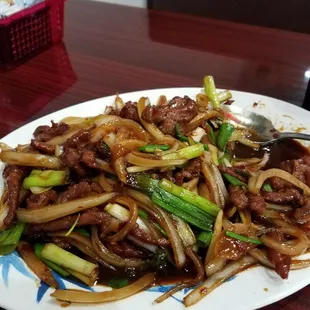 Mongolian beef. Just the right amount of sweetness to compliment the heat. Delicious.