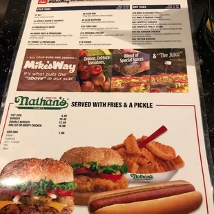 Menu from restaurants that serve this fun bar. They take your order and bring it right to you.