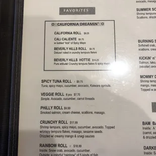 Favorites menu