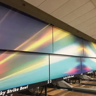 a row of bowling lanes