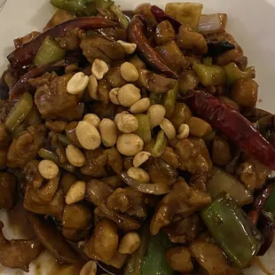 Kung pao chicken... hubby likes it. Being spicy is the key!