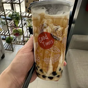 Tiger sugar black milk tea with boba