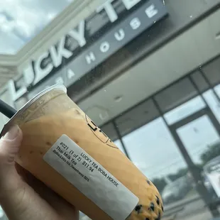 Thai tea at lucky tea boba house.