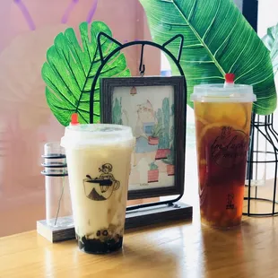 Cute Background Peach Milk Tea