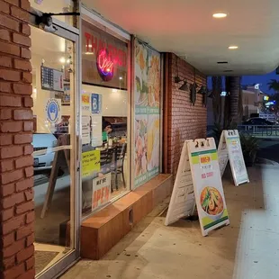 the entrance to the restaurant