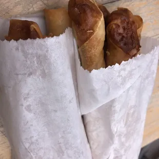 Chicken and pork lumpia, 4 & 4.