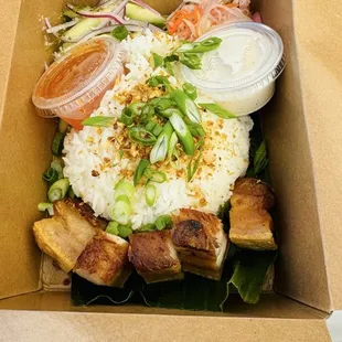 Chicharrón with sticky rice