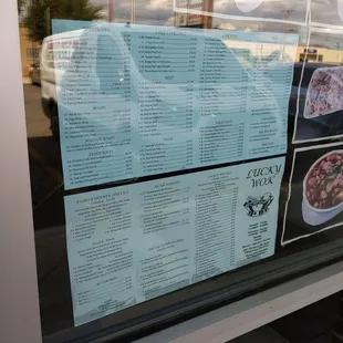Menu posted in window